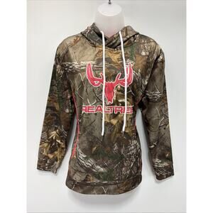 Realtree Women Sweatshirt Medium Brown Camo Hoodie Logo Graphic Embroidered